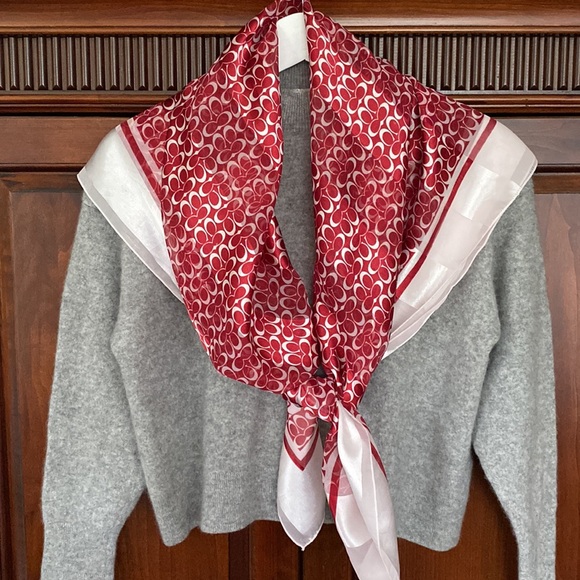 Coach Accessories - Coach scarf very large red and white coach print polyester
